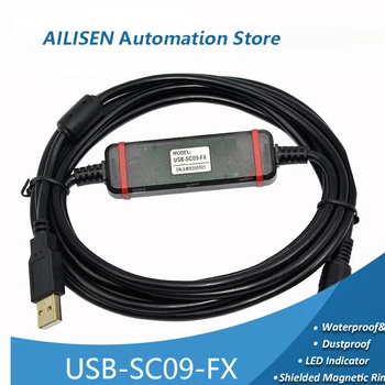 Чип-кабель FTDI USB-SC09-FX Совместим с Mitsubishi для ПЛК серии FX1N 2N 1S 3U Кабель для программирования Кабель для загрузки данных