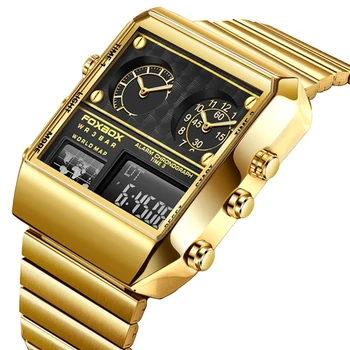 Мужские Часы Люксового бренда LIGE, Водонепроницаемые военные часы из нержавеющей Стали, Мужские Цифровые кварцевые наручные часы с двойным дисплеем, хронограф