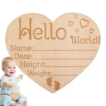 Выгравированный знак статистики рождения Объявление о рождении Добро Пожаловать, детская открытка, Деревянная открытка 