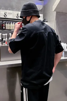 Мужская футболка с круглым вырезом и коротким рукавом, вышитая фирменным принтом Yohji Yamamoto Y-3, 2023, Свободная универсальная футболка Y3 с коротким рукавом