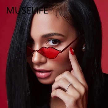 MUSELIFE Солнцезащитные очки в маленькой оправе, Женские Ретро-губы, Зеркальные Металлические Солнцезащитные Очки, Женские Винтажные Брендовые дизайнерские солнцезащитные очки Lunette De Soleil Femme