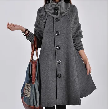 2023 Зимняя новая женская одежда средней длины, свободное шерстяное пальто, плащ, шерстяная ветровка, пальто