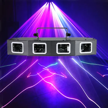 Четырехобъективный RGB 3в1 Светодиодный Лазерный луч DMX512 Сканирующие Линейные Эффекты Сценическое Освещение Лазерный Проектор Dj disco Cliub Танцевальные Огни Для Вечеринок