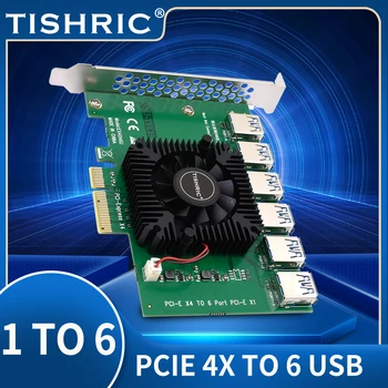 TISHIRC PCIE Riser PCI Express От 4x до 6 USB3.0 PCI Express Мультипликатор Концентратор Адаптер Riser 009S/010/011Riser PCIE x16 Для майнинга BTC