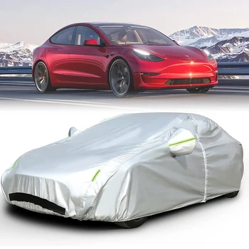 Всепогодный автомобильный чехол для Tesla Model 3/Y с вентилируемой сеткой На молнии, открывающийся порт зарядки, открывающийся багажник, сумка для хранения