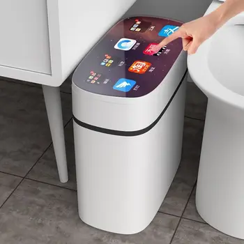 Автоматический Интеллектуальный датчик мусорного ведра Кухонный мусорный бак с крышкой Бытовая спальня Ванная комната Узкий зазор для мусора