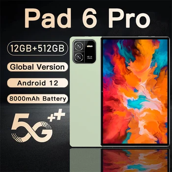 Глобальная версия Pad 6 Pro Tablet 10,1 дюймов MTK 6797 12 ГБ + 512 ГБ Tablete PC 120 Гц 2,5 K ЖК-дисплей 5G Планшет Android