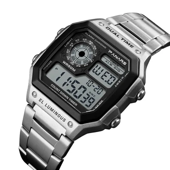 PANARS Спортивные часы для мужчин, Модные Водонепроницаемые деловые цифровые часы из нержавеющей стали, Ретро Наручные часы Relogio Masculino