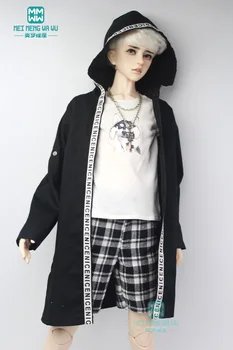 Одежда для куклы подходит для куклы 65-80 см, модное черное пальто с надписью uncle 1/3 BJD, футболка, шорты в клетку
