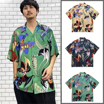 Классика Хорошего качества, Винтажная рубашка WACKO MARIA, мужская рубашка с цветочным рисунком 1: 1, Женская рубашка WACKO MARIA Hawaii, Пляжная рубашка, мужская одежда