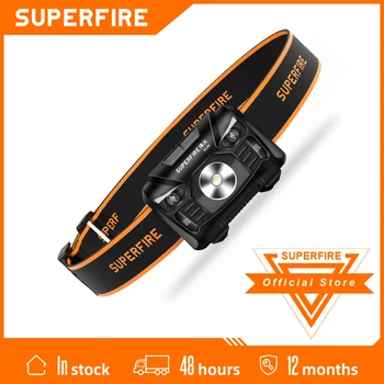 SUPERFIRE HL06 Мощный налобный фонарь с датчиком движения, лучший для рыбалки, кемпинга, туризма, светодиодный фонарь, USB Перезаряжаемая фара