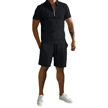 Новые летние поло, повседневные удобные дышащие трендовые свободные шорты с коротким рукавом, спортивный мужской костюм