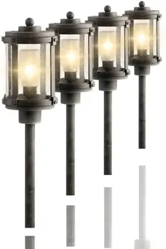Коллекция #28307; Фонарь из выветрившегося цинка; 2-Ваттный Старый бронзовый Низковольтный 12 Вольт, Вставляемый светодиодный светильник для дорожки, Сад
