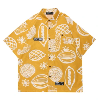 Летняя футболка с цветочным принтом Граффити, Мужской модный топ, Свободная американская пляжная Гавайская рубашка с коротким рукавом, повседневные футболки Оверсайз