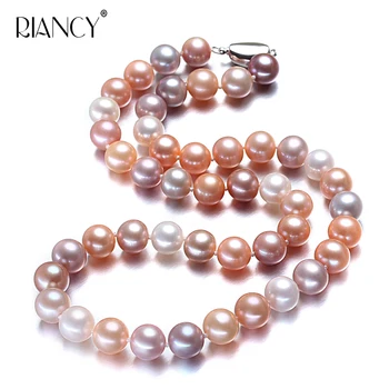 ожерелье из натурального пресноводного жемчуга 11-12 мм для женщин, многоцветное, с хорошим блеском, свадебное, круглое, большое жемчужное ожерелье