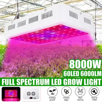 2022 Новый светодиодный светильник для выращивания растений Мощностью 8000 Вт, водонепроницаемая фитолампа, переключатель режима полного спектра, лампа для выращивания овощей в помещении