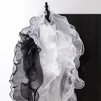 Волнистая кружевная ткань для дизайна свадебного платья, поставка 