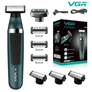 VGR Бритва для бороды, Профессиональные Бритвы для бороды, Водонепроницаемая машина для стрижки волос, двухсторонние лезвия, Бритвенный станок для мужчин V-393