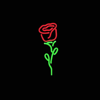 Красная роза Зеленый лист ручной работы из настоящей стеклянной трубки Цветочный магазин Рекламирует домашний декор для спальни Дисплей Неоновая вывеска 6 