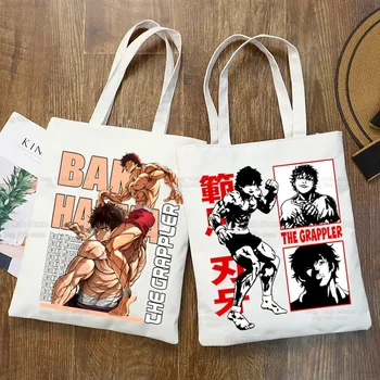 Холщовые сумки на плечо Baki, Большая Вместительная Сумка для Колледжа Harajuku, Женская сумка-грейфер Yujiro Hanma, Сумка Для Покупок