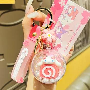 Брелок Sanrio Cinnamoroll, Кавайный мультфильм, вишневый цвет, автомобильный брелок, сумка, подвеска, креативный брелок для ключей, маленький подарок для девочек