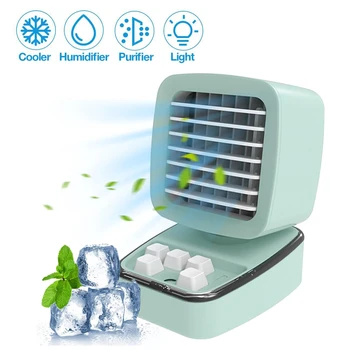 Портативный мини-кондиционер, USB-вентилятор-охладитель воздуха, Бесшумный увлажнитель, Вентилятор воздушного охлаждения с водяным охлаждением для офиса и дома со светодиодной подсветкой