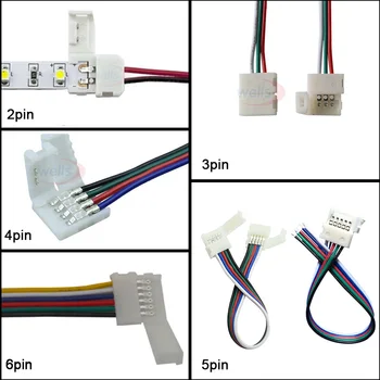 100 шт. светодиодный Соединительный провод 2pin 3pin 4pin 5pin 6pin соединительный кабель Для WS2811 WS2815 WS2812B 5050 RGB RGBW светодиодные ленты