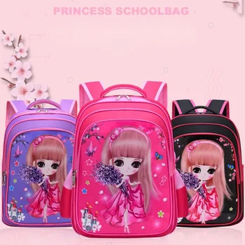 Милая Мультяшная школьная сумка для девочек, детская школьная сумка для девочки-подростка, Ортопедический Детский рюкзак Принцессы, Рюкзак большой емкости