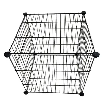 Многофункциональное комбинированное хранилище из черного металла 35x35 см с сеткой, шкаф-куб 