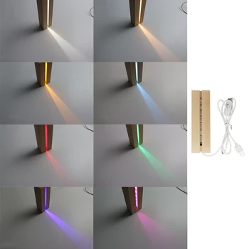 Подставка для разноцветного светильника Деревянная Прямоугольная подставка для светодиодного дисплея с USB-кабелем для акрилового ночника