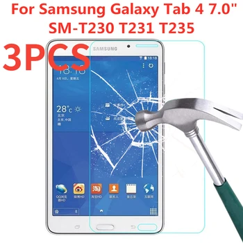3ШТ 9H Закаленное Стекло Для Samsung Galaxy Tab 4 7,0-Дюймовый Протектор Экрана SM-T230 T231 T235 Против Отпечатков Пальцев Защитная Пленка