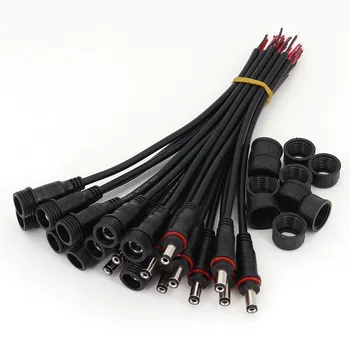 10 пар водонепроницаемых черных 5,5x2,1 мм постоянного тока 22AWG Мужской и женский кабельный разъем 20 см