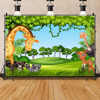 Мультфильм о тропических джунглях, парк дикой природы, фотосессия, детский день рождения и фоновая фотография новорожденных, реквизит FZ-11