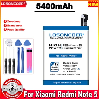 LOSONCOER 5400 мАч BN45 Аккумулятор Для Xiaomi Mi Note 2 Для Redmi Note 5/Note 5 Pro Note 6 Pro Аккумулятор мобильного телефона