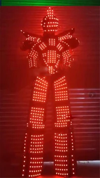светодиодный костюм робота для вечеринки, сценического шоу, мужской костюм с подсветкой, одежда для бальных танцев на ходулях, dj RGB, полноцветное световое мужское платье