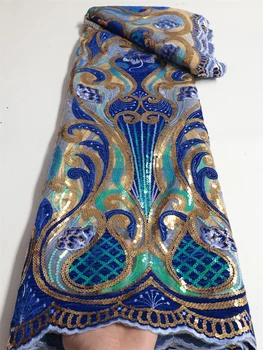 Высококачественная африканская бархатная кружевная ткань с вышивкой пайетками, Африканская кружевная ткань, Нигерийская кружевная ткань для материала PL168-2