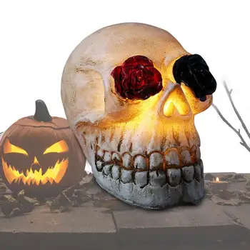 Лампа с черепом на Хэллоуин, 3D лампа для декора головы Черепа из смолы, Загораются украшения на Хэллоуин, Статуя Черепа, Свет, светодиодные фонари на Хэллоуин для