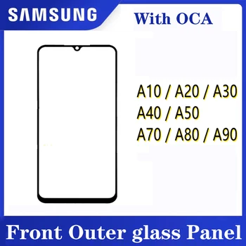 AAA + Для Samsung A10 A20 A30 A40 A50 A70 A80 A90 A01 Сенсорный Экран ЖК-дисплей Передняя Внешняя Стеклянная Панель Сенсорное Стекло Заменить