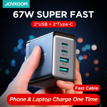 Joyroom 67 Вт GaN USB Зарядка EU/US/UK Штекер Быстрое Зарядное Устройство Для iPhone 14 13 Pro Macbook Type C Быстрая Зарядка 3,0 Мобильный Портативный 2023
