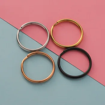 10 шт./пакет кольцо для ключей из нержавеющей стали 1,5x25 мм, двойное кольцо, сделай сам, кольца для автомобильных ключей, цепочка для изготовления ювелирных изделий, аксессуары оптом