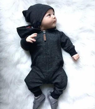 Одежда Для Маленьких мальчиков, Комбинезон на молнии с длинными рукавами, комбинезон для новорожденных, детский свитер с капюшоном, наряд