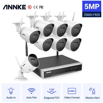 ANNKE WS500 8CH 5MP Super HD Беспроводная IP Камера Безопасности Система Доступа к Wifi Камере IP66 всепогодные Камеры для помещений и улицы
