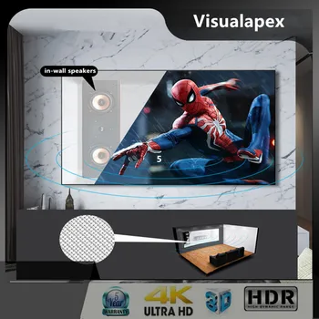 Индивидуальный 225-дюймовый экран с фиксированной рамкой формата Cinemascope 2.35: 1 с тонкой рамкой и 4K белой тканью, акустически прозрачной