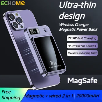 ECHOME 10000 мАч Macsafe Power Bank 22,5 Вт Беспроводное зарядное устройство Магнитный PowerBank Внешний вспомогательный запасной аккумулятор для Iphone 14