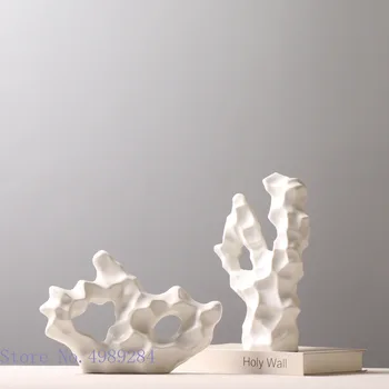 Креативные керамические украшения ручной работы, коралловый камень, абстрактная нерегулярная полая скульптура для моделирования белого коралла, Украшение для дома