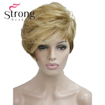 StrongBeauty, короткий мягкий асимметричный парик с омбре от золотистого блонда до коричневого, полностью синтетический парик на ВЫБОР