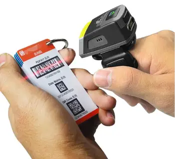 1D 2D Мини-носимое кольцо на палец Беспроводная аккумуляторная батарея BT 550MAH Сканер штрих-кода с зарядным устройством