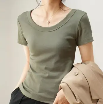 Женская футболка с короткими рукавами в коротком стиле