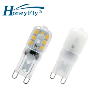 HoneyFly 5шт G9 светодиодная кукурузная лампа 2 Вт 220 В капсула из прозрачного матового хрусталя Теплый белый G9 COB светодиодная лампа Заменяет галогенную лампу G9