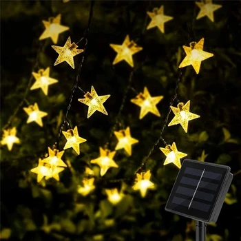 Звездные Струнные Фонари 50LED 8 Режимов На солнечной энергии, Мерцающие Сказочные Огни, Водонепроницаемые Звездные Мерцающие Газонные Пейзажи, Рождество